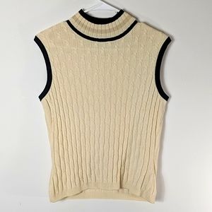 St. John Collection Cream and Black Sleeveless Top